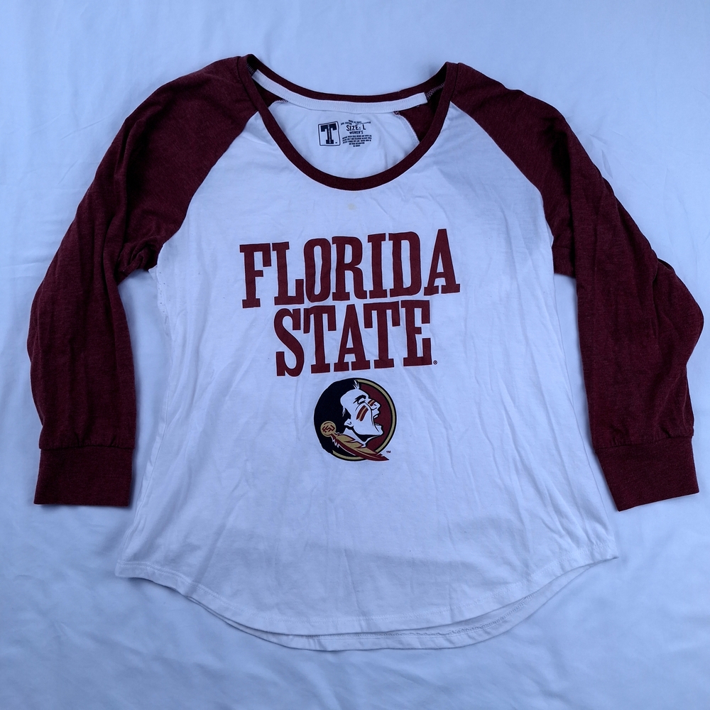 Florida State Graphic 3/4 Sleeve Red and White Tee